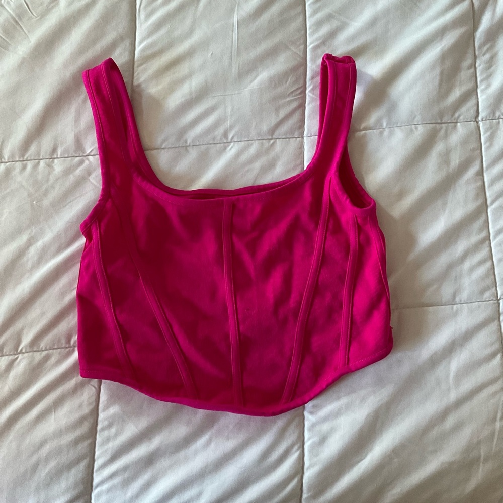 Pink, corset style top